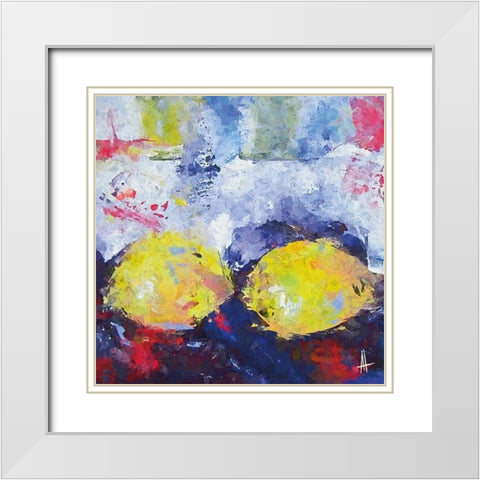 Lemon Twins White Modern Wood Framed Art Print with Double Matting by Thouthip, Anne
