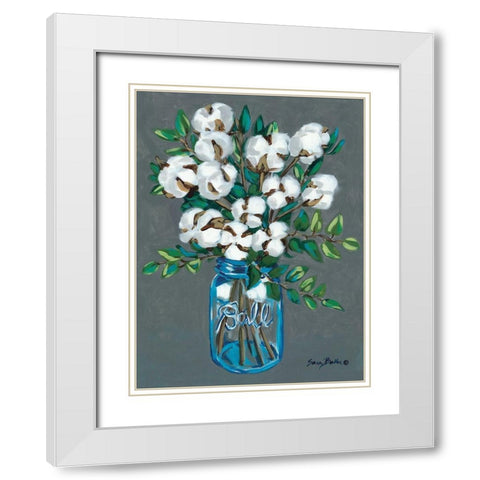 Vintage Blues with Cotton White Modern Wood Framed Art Print with Double Matting by Baker, Sara