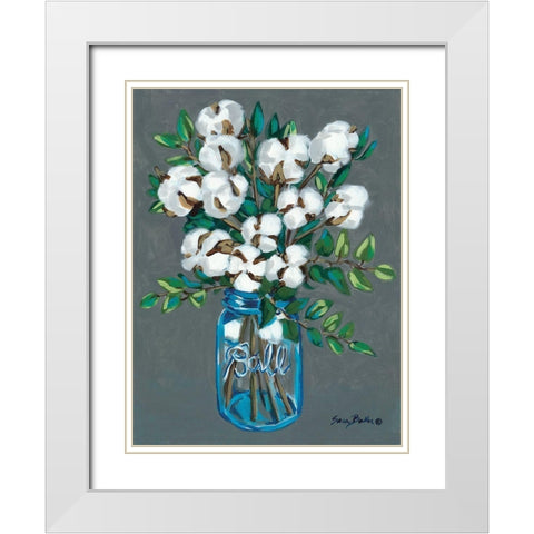 Vintage Blues with Cotton White Modern Wood Framed Art Print with Double Matting by Baker, Sara