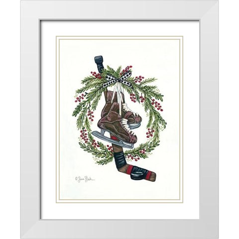 Vintage Hockey Set White Modern Wood Framed Art Print with Double Matting by Baker, Sara
