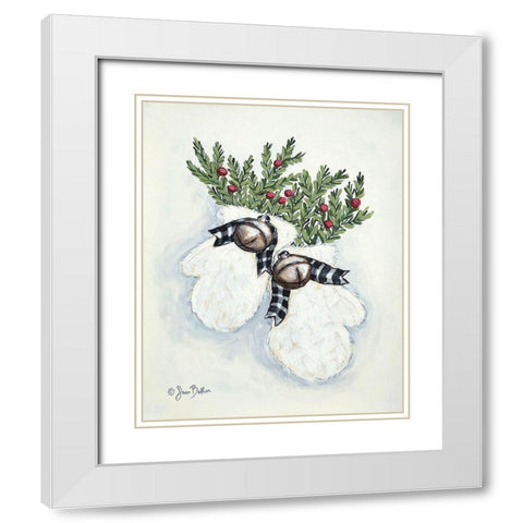 Jingle Bell Mittens   White Modern Wood Framed Art Print with Double Matting by Baker, Sara