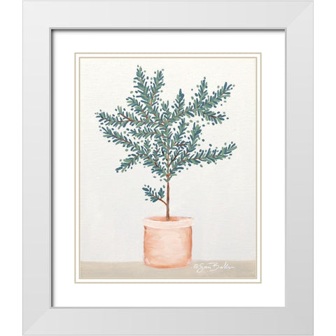 Olive Tree White Modern Wood Framed Art Print with Double Matting by Baker, Sara