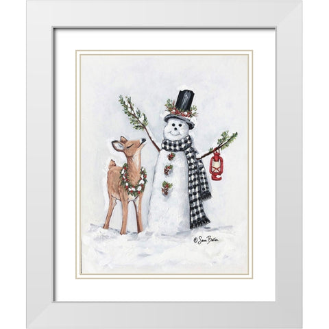 Frosty Friends I White Modern Wood Framed Art Print with Double Matting by Baker, Sara