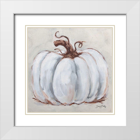 Pumpkin Close-Up I White Modern Wood Framed Art Print with Double Matting by Baker, Sara