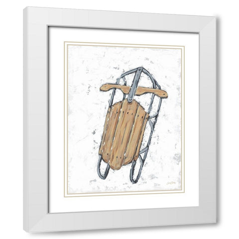 Winter Gear Vintage Sled White Modern Wood Framed Art Print with Double Matting by Baker, Sara