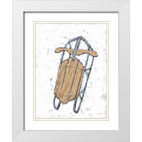 Winter Gear Vintage Sled White Modern Wood Framed Art Print with Double Matting by Baker, Sara