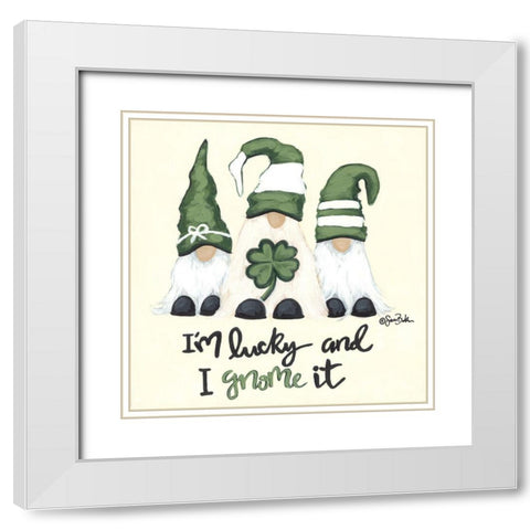 Lucky Gnomes White Modern Wood Framed Art Print with Double Matting by Baker, Sara