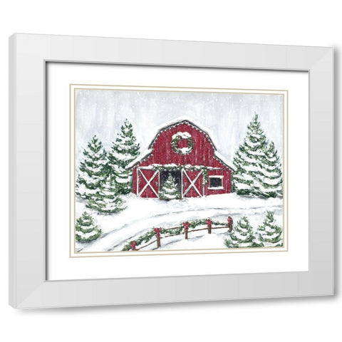 Tree Farm Barn White Modern Wood Framed Art Print with Double Matting by Baker, Sara