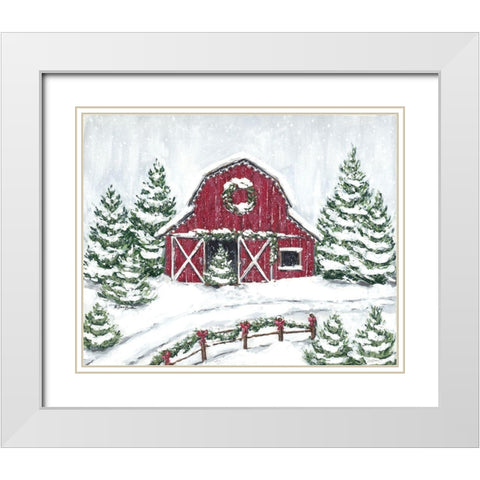 Tree Farm Barn White Modern Wood Framed Art Print with Double Matting by Baker, Sara