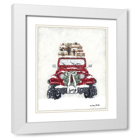 Snow Day Delivery White Modern Wood Framed Art Print with Double Matting by Baker, Sara