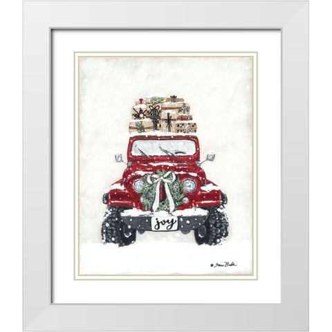 Snow Day Delivery White Modern Wood Framed Art Print with Double Matting by Baker, Sara