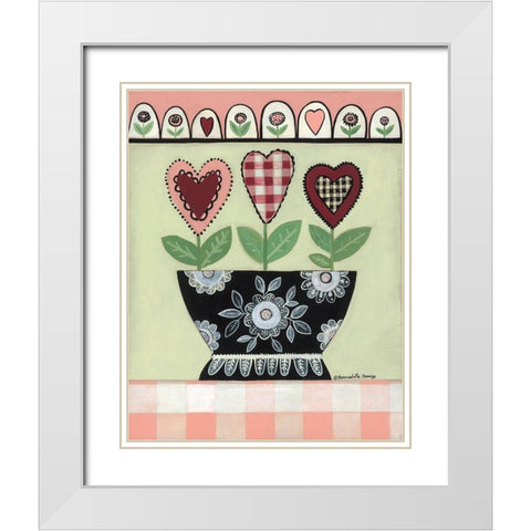 Valentine Trio White Modern Wood Framed Art Print with Double Matting by Deming, Bernadette