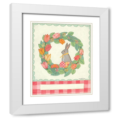 Easter Wreath White Modern Wood Framed Art Print with Double Matting by Deming, Bernadette