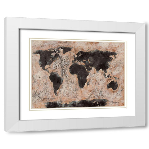 Old World Map White Modern Wood Framed Art Print with Double Matting by Hallowell, Britt
