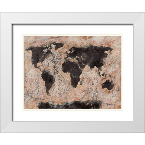 Old World Map White Modern Wood Framed Art Print with Double Matting by Hallowell, Britt