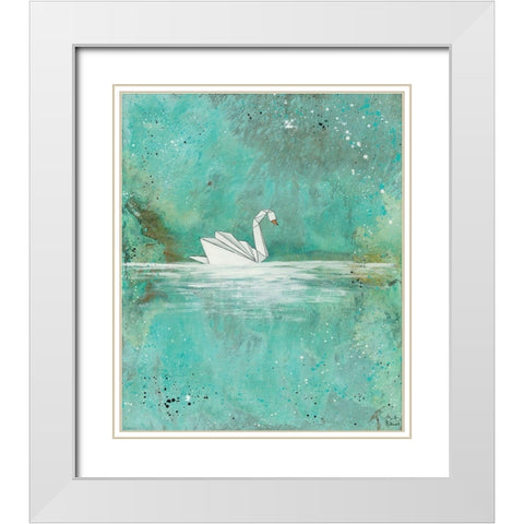 Serenity Lake White Modern Wood Framed Art Print with Double Matting by Hallowell, Britt