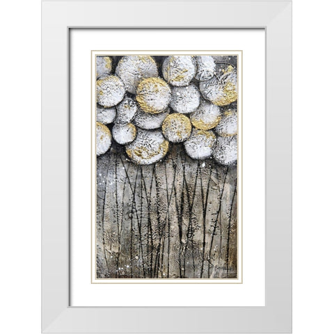 Bubble Trees in White White Modern Wood Framed Art Print with Double Matting by Hallowell, Britt