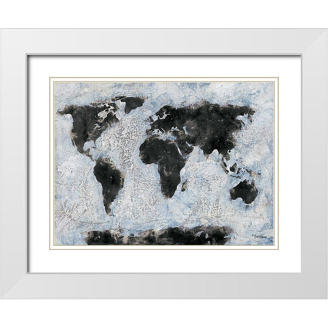 Old World Map   White Modern Wood Framed Art Print with Double Matting by Hallowell, Britt
