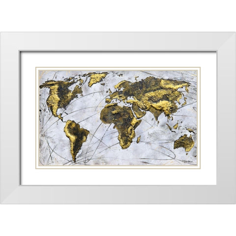 A Wonderful World White Modern Wood Framed Art Print with Double Matting by Hallowell, Britt
