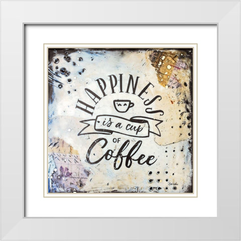 Coffee Love 1 White Modern Wood Framed Art Print with Double Matting by Hallowell, Britt
