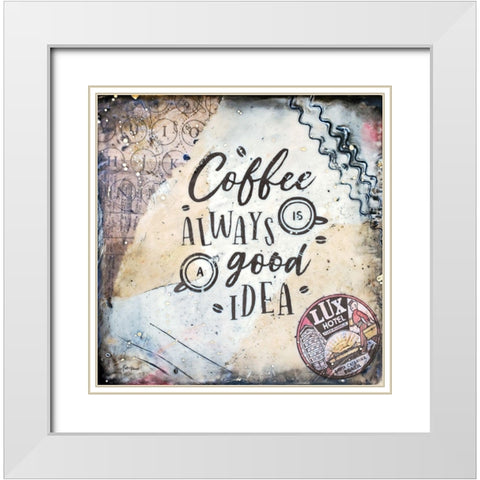 Coffee Love 2 White Modern Wood Framed Art Print with Double Matting by Hallowell, Britt