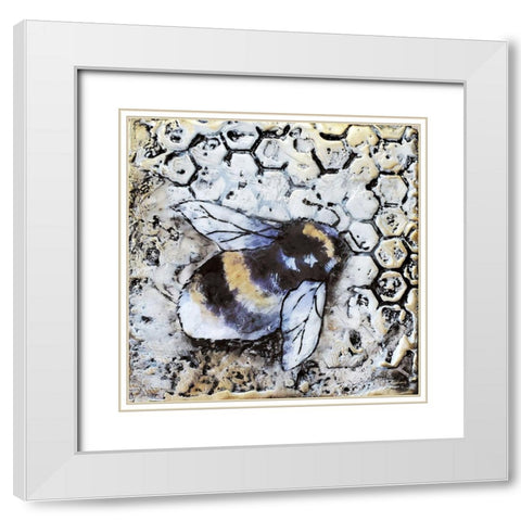 Worker Bees I White Modern Wood Framed Art Print with Double Matting by Hallowell, Britt