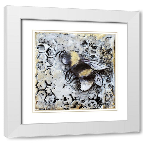 Worker Bees II White Modern Wood Framed Art Print with Double Matting by Hallowell, Britt