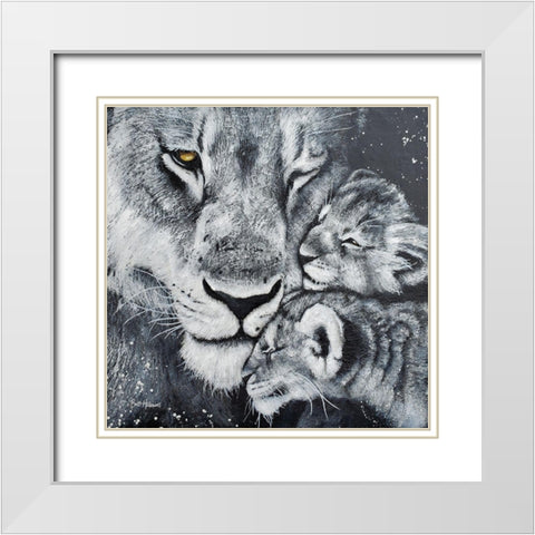 Lioness White Modern Wood Framed Art Print with Double Matting by Hallowell, Britt