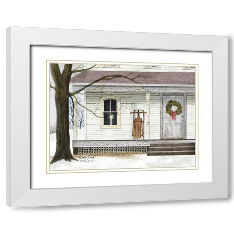 Winter Porch White Modern Wood Framed Art Print with Double Matting by Jacobs, Billy