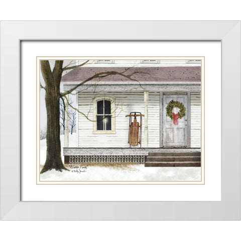 Winter Porch White Modern Wood Framed Art Print with Double Matting by Jacobs, Billy