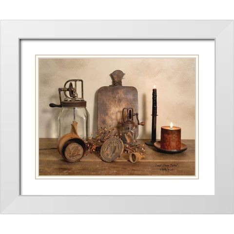 Sweet Cream Butter White Modern Wood Framed Art Print with Double Matting by Jacobs, Billy