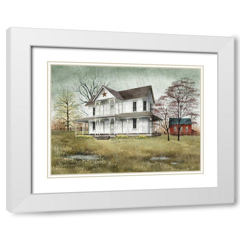 April Showers White Modern Wood Framed Art Print with Double Matting by Jacobs, Billy
