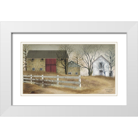 Old Stone Barn White Modern Wood Framed Art Print with Double Matting by Jacobs, Billy