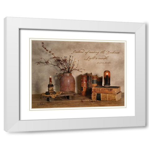 Light a Candle White Modern Wood Framed Art Print with Double Matting by Jacobs, Billy