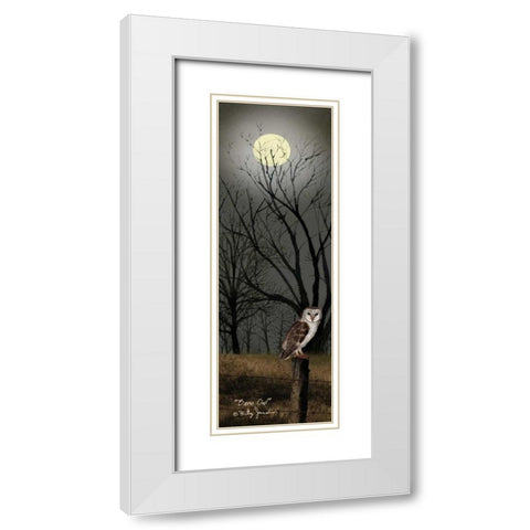 Barn Owl White Modern Wood Framed Art Print with Double Matting by Jacobs, Billy
