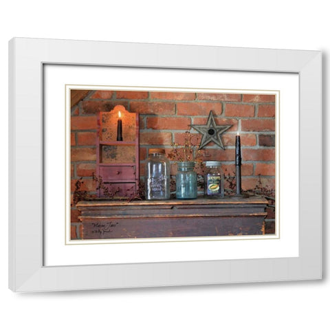 Mason Jars White Modern Wood Framed Art Print with Double Matting by Jacobs, Billy