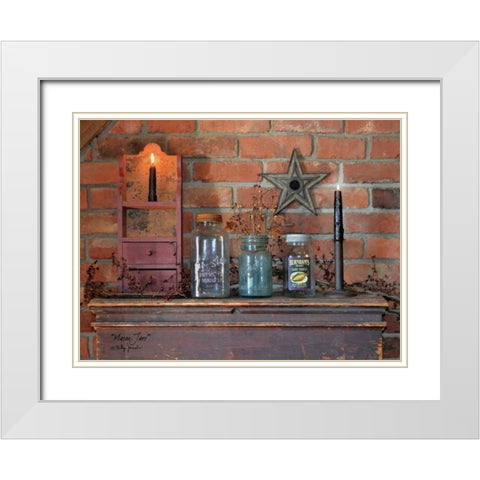 Mason Jars White Modern Wood Framed Art Print with Double Matting by Jacobs, Billy