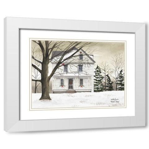 Winter Porch White Modern Wood Framed Art Print with Double Matting by Jacobs, Billy