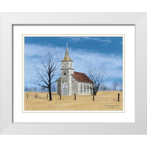 Little Church on the Prairie White Modern Wood Framed Art Print with Double Matting by Jacobs, Billy