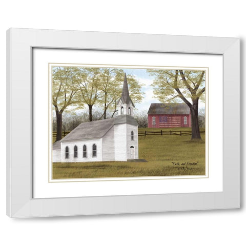 Faith and Freedom White Modern Wood Framed Art Print with Double Matting by Jacobs, Billy