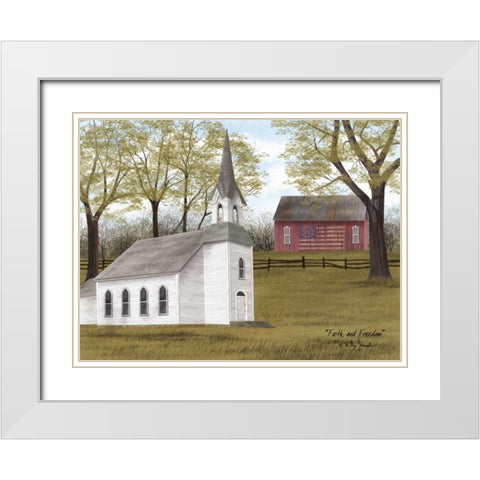 Faith and Freedom White Modern Wood Framed Art Print with Double Matting by Jacobs, Billy