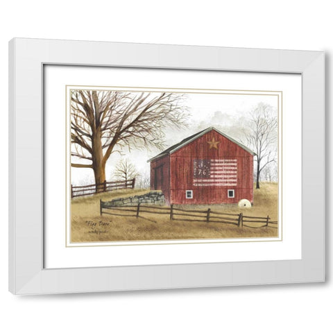 Flag Barn White Modern Wood Framed Art Print with Double Matting by Jacobs, Billy