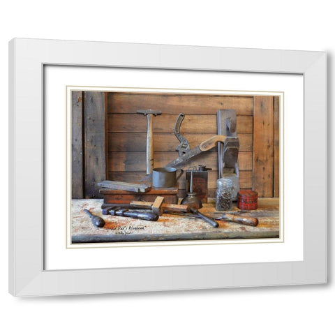 Grand Dads Work Bench White Modern Wood Framed Art Print with Double Matting by Jacobs, Billy