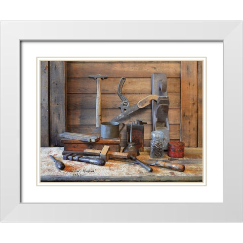 Grand Dads Work Bench White Modern Wood Framed Art Print with Double Matting by Jacobs, Billy