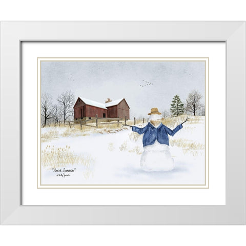 Amish Snowman White Modern Wood Framed Art Print with Double Matting by Jacobs, Billy