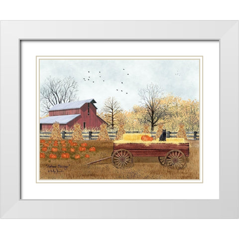 Autumn Blessings White Modern Wood Framed Art Print with Double Matting by Jacobs, Billy