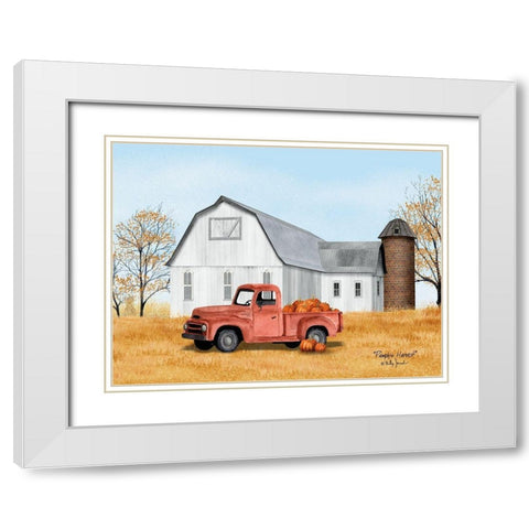 Pumpkin Harvest White Modern Wood Framed Art Print with Double Matting by Jacobs, Billy