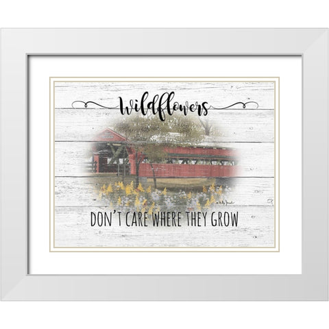 Wildflowers White Modern Wood Framed Art Print with Double Matting by Jacobs, Billy
