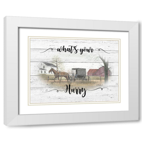 Whats Your Hurry White Modern Wood Framed Art Print with Double Matting by Jacobs, Billy