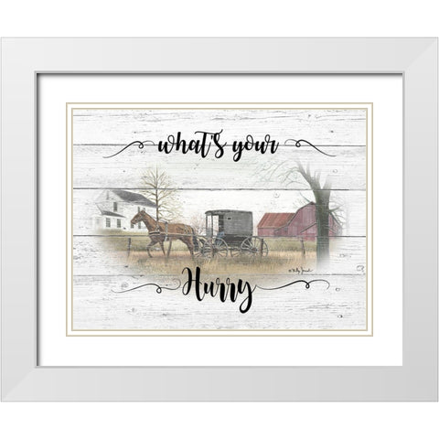 Whats Your Hurry White Modern Wood Framed Art Print with Double Matting by Jacobs, Billy